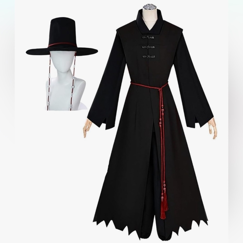 Saja Boys Kpop demon hunters demon form Black Costume with Hat